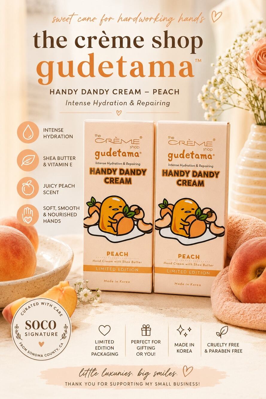 The Crème Shop x Gudetama Peach Hand Cream Lotion 2 Pack NIB Sanrio Kawaii